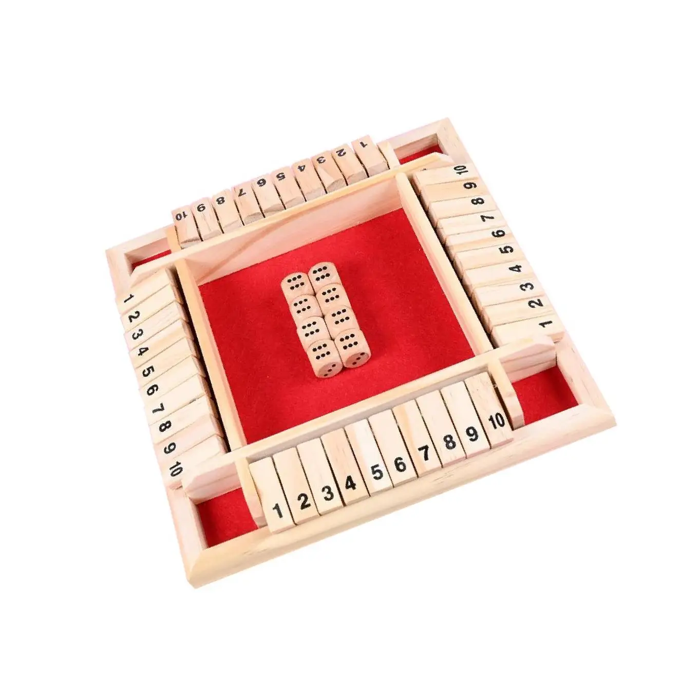 Four Way Shut the Box Game Game Toy Set 2-4 Players Classroom Home Pub