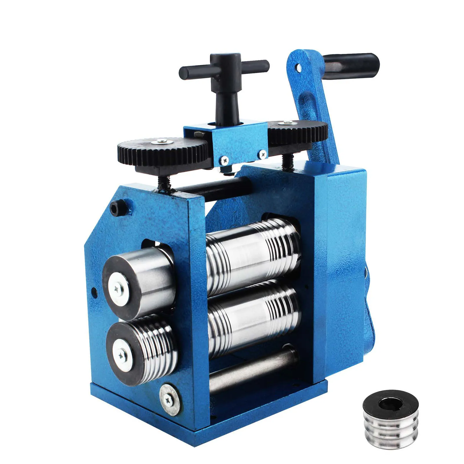 Sheet Square Semicircle Pattern Wire Roller Gear Ratio 1:2.5 Two Roll Mill Machine Mini Goldsmith Gold Jewelry Rolling Mill