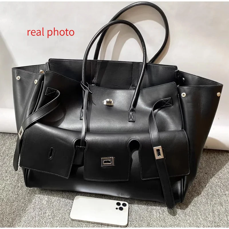 Brand High-quality Soft Pu Leather Handbag Tote Bag Rodeo Lock Design Women Bag Large-capacity Storage Bag Commuter Shoulder Bag