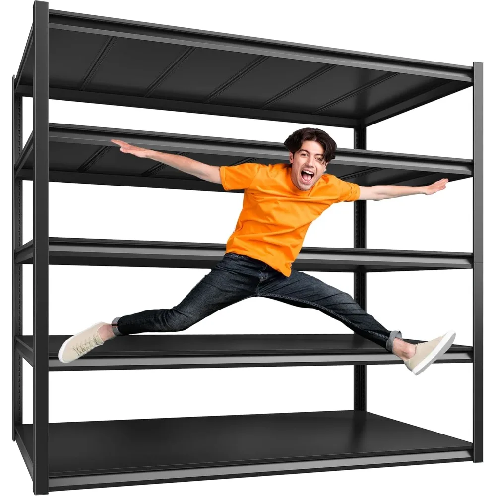 3000LBS Garage Shelving 48.2" W Storage Shelves Heavy Duty Shelving Adjustable 5 Tier Metal Shelves ,24.2" Dx48.2 Wx 72.2" H