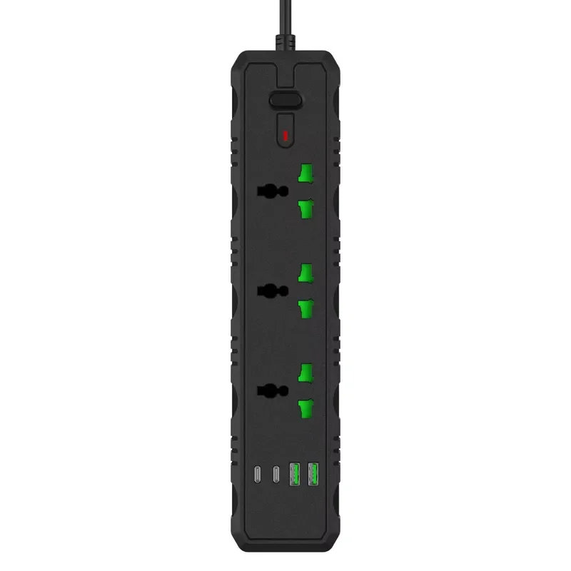 Портативный универсальный сетевой фильтр на 3 розетки с USB Type-C портом для быстрой зарядки и защитой от перенапряжения, для путешествий