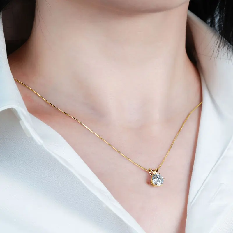OXTAO D VVS1 0.5-5ct Moissanite Solitaire Pendant Necklaces Female 925 Silver Clavicle Chain Necklace Luxury Jewelry Gift