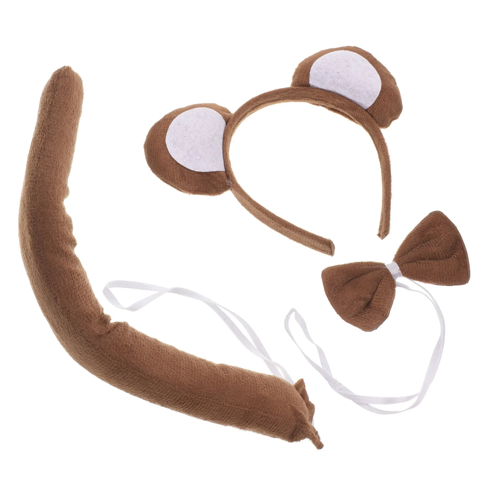 3 قطع من عصابة رأس القرد الكرتونية للأطفال، ربطة عنق على شكل ذيل سهلة الارتداء، إنتاج مسرحي، دعائم تنكرية، عصابة رأس كرتونية