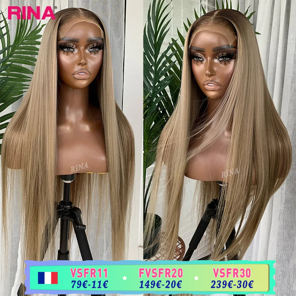 Ombre Blonde 13X6 13X4 Transparent Dentelle Frontale Perruque Droite Blonde avec 1B Racines Perruque Cheveux Humains Avant de Lacet Perruque 5X5 Fermeture Perruque