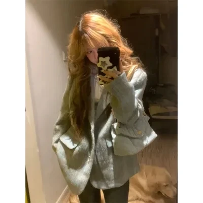 Wealthy Heiress Korean-style Wool Coat: Women's Autumn/winter Thick High-end Petite Audrey Hepburn-style Overcoat High Quality