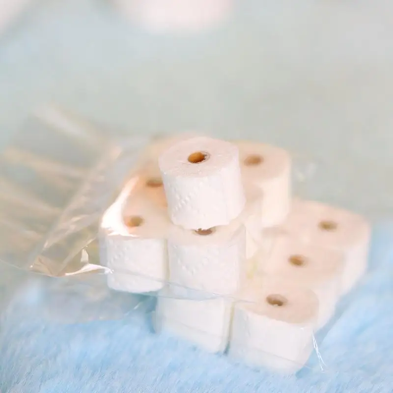Miniature Dollhouse Bathroom Accessories Set Lifelike Toilet Paper Rolls 112 Scale for DIY Decor and Scene Building