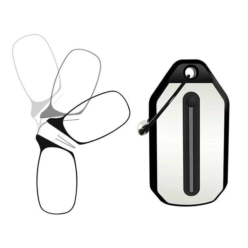 .New Sale.Portable Folding Reading Glasses, No Frame Legless Design With Nose Clip And Keychain Holder, Travel Eyewear