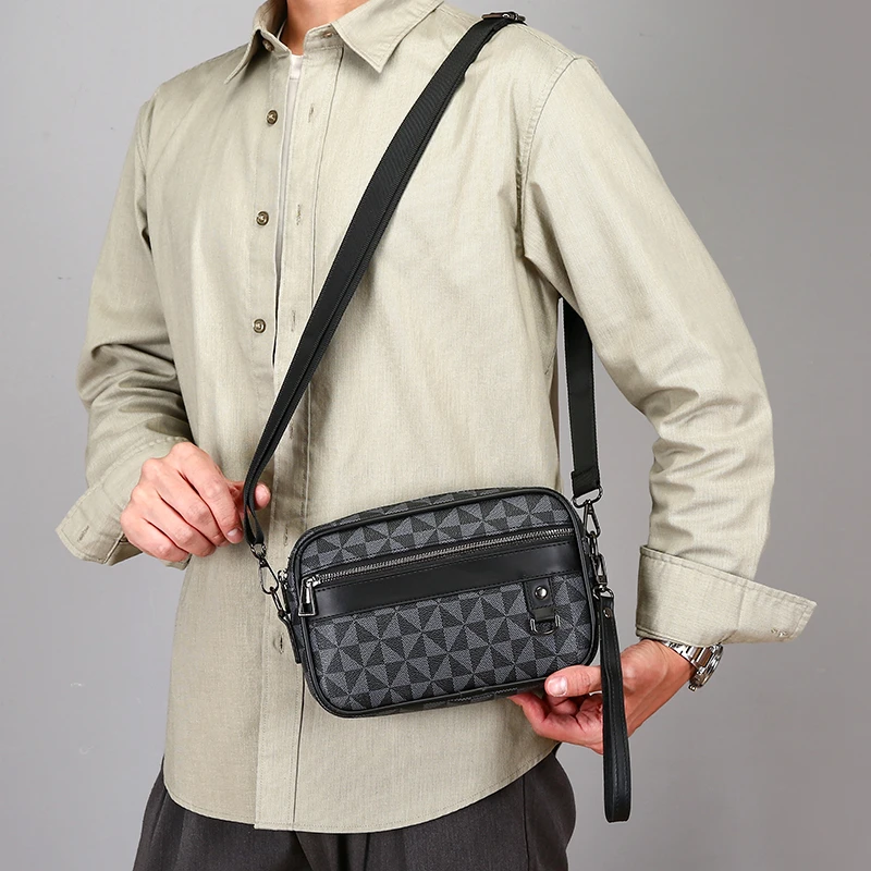 موضة لينة بولي Leather جلد الرجال يوم حقيبة صغيرة رجال الأعمال المال حقيبة يد عالية الجودة الذكور حقيبة كتف صغيرة حقيبة الهاتف SAC #6