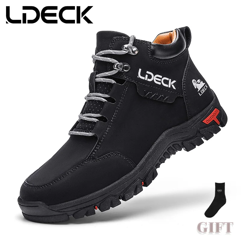 High-Top Men's Hiking Boots for Outdoor Driving Camping Picnic - Durable Comfortable Men's Mountain Climbing Shoes