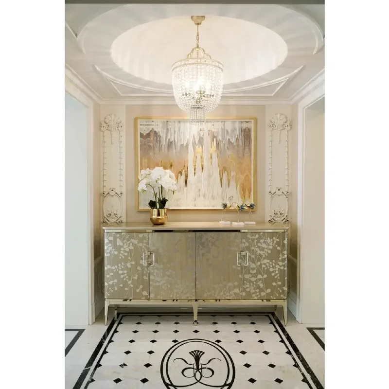 American rural solid wood chest French dining side light luxury entrance living room foyer simple decorative cabinet