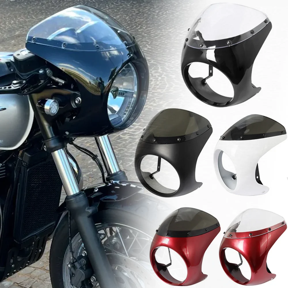Pour Harley Sportster Bobber Touring moto universelle café Racer 7 pouces phare guidon carénage pare-brise Kits