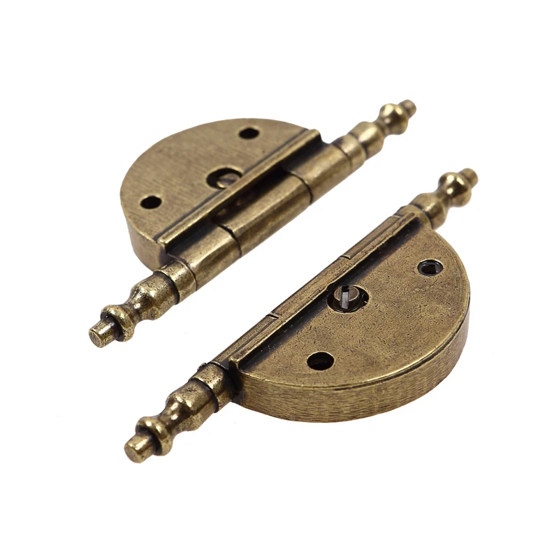 Classic 2PCS European Antique Crown Head Furniture Hinges Clothes Cupboard Cabinet Hinges Wood Case Gift Box Bronze Hinge+Screws