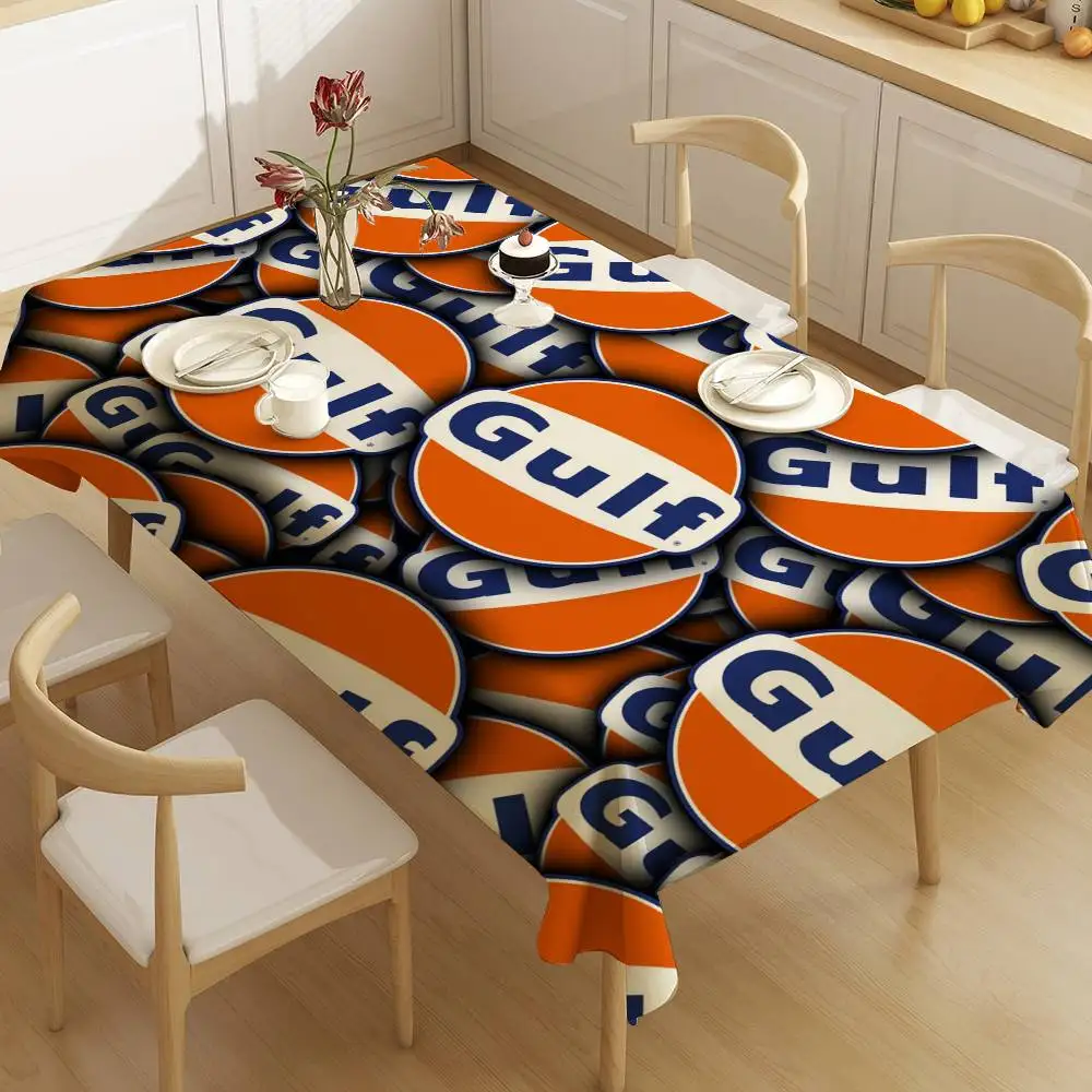 G-Gulfs Racing logo Waterproof Rectangle Tablecloth Fiesta Home Decor Dining Room Decor Reusable Table Cover Party Supplies