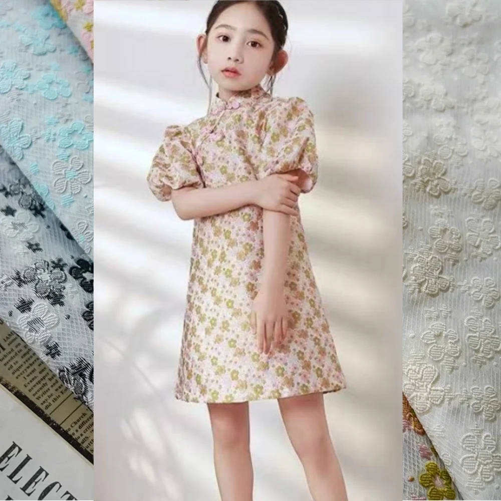 

Yarn-dyed Small Fresh Jacquard Fabric Spring Summer Floral Grid Bottom Dress Pillow Fashion Design Sew Wholesale Cloth by Meter