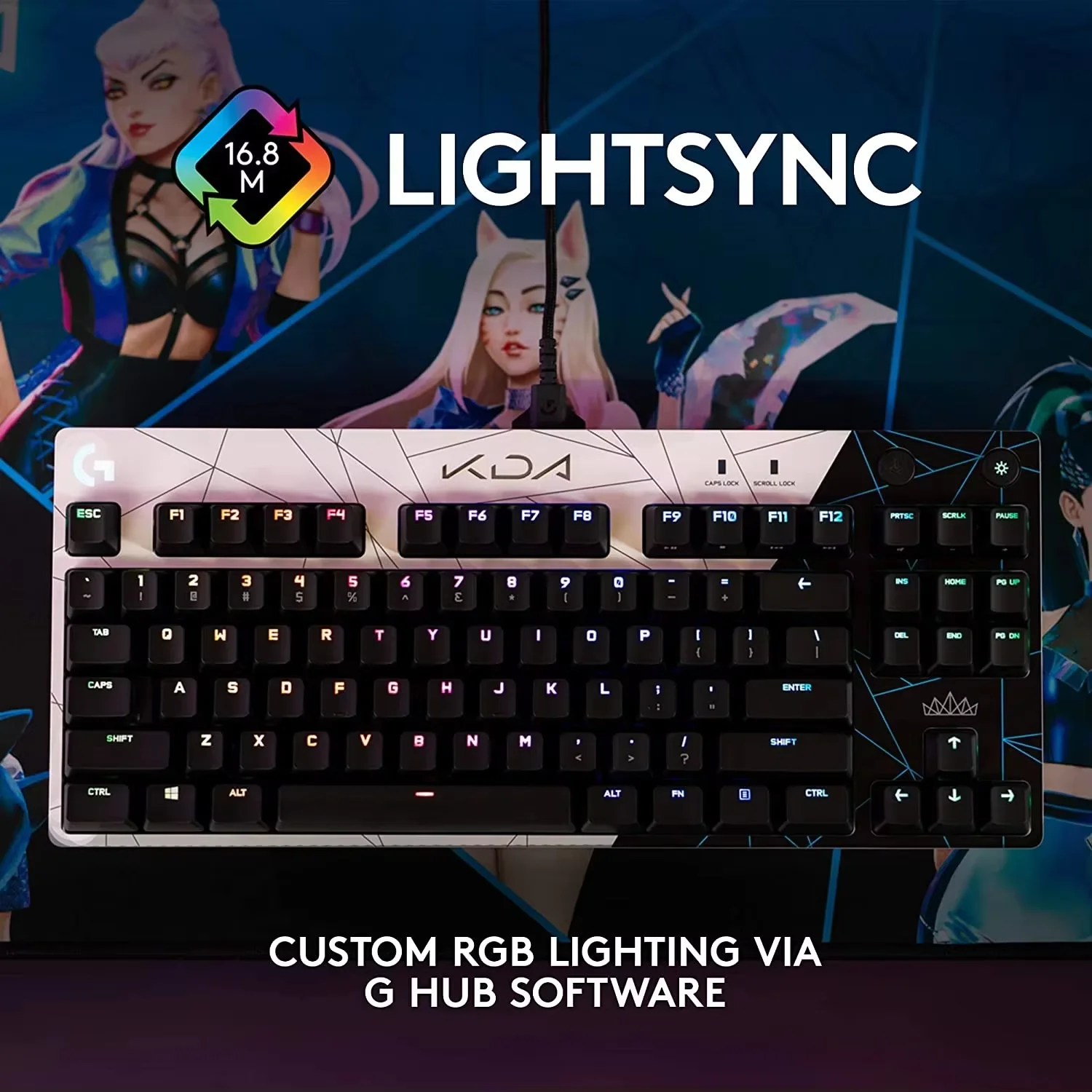 Проводная механическая игровая клавиатура Logitech G PRO KDA, ультрапортативная съемная бесступенчатая микро-USB-кабель LIGHTSYNC RGB с подсветкой k