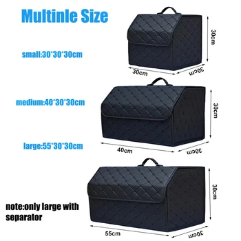 Car trunk organizer box large capacity auto multiuse tools storage bag stowing tidying leather folding emergency storage box