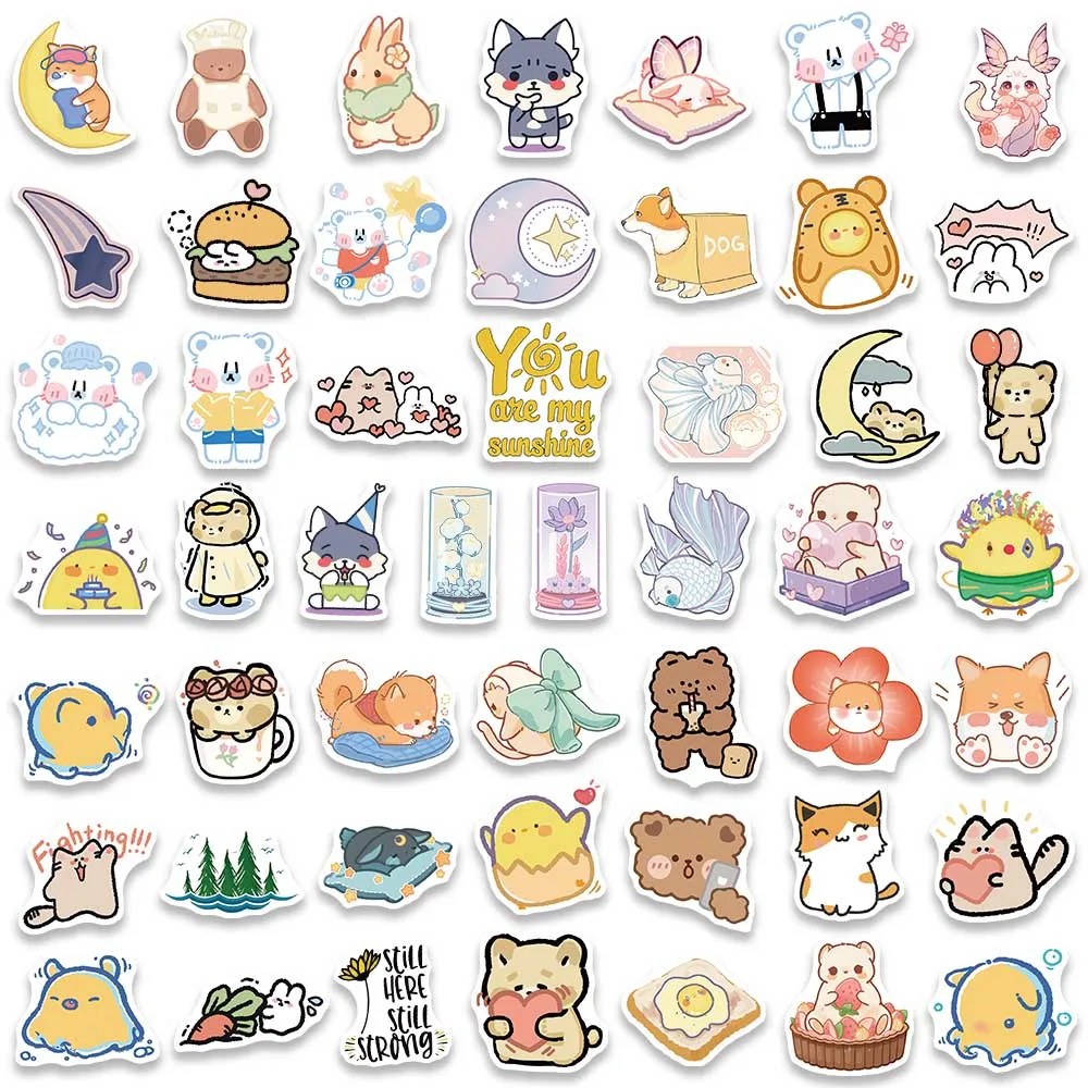 100pcs Cute Cartoon Mini Size Animals Vsco Girl Stickers Waterproof Graffiti For Laptop Phone Guitar Luggage Bike Vinyl Decals