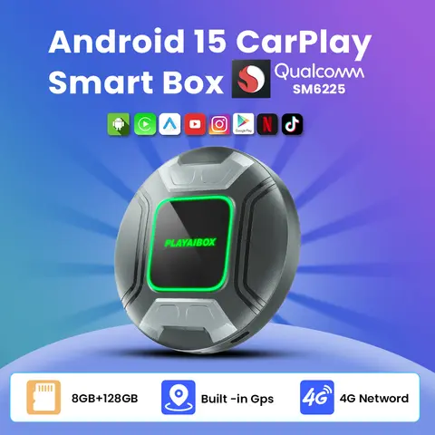 플레이아이박스 안드로이드 15 CarPlay AI 박스 무선 안드로이드 오토 CarPlay 스마트 TV 박스 QCM 6225 8G+128G 벤츠 아우디 기아 현대 도요타용