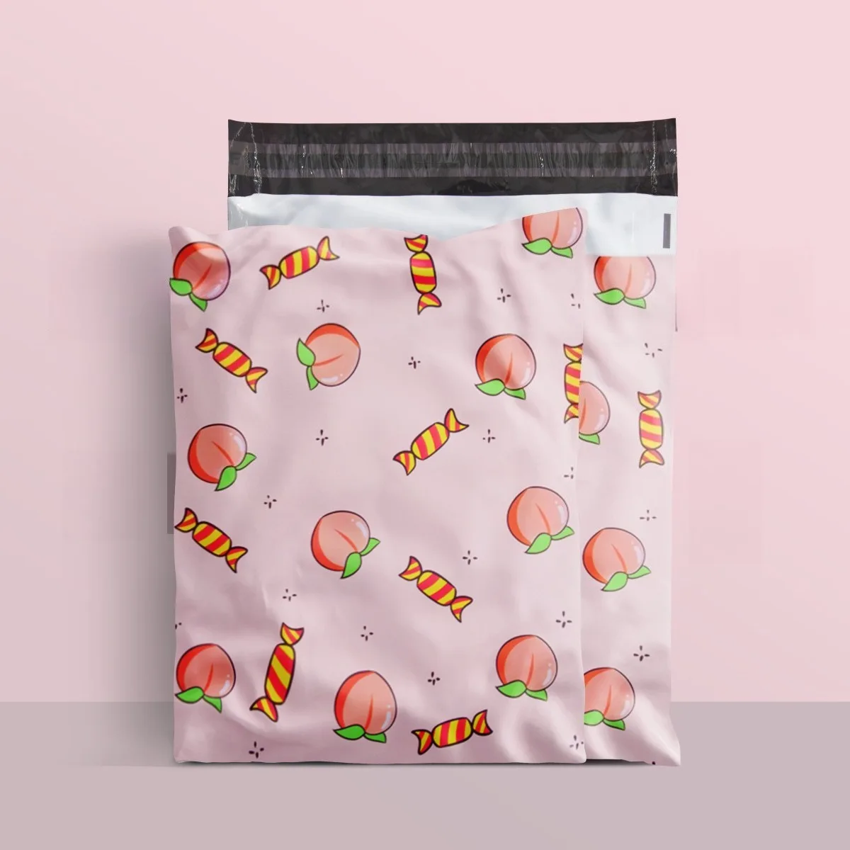 

Cute Peach & Candy Poly Mailers , Self-Sealing Shipping Bags for Small Business, Waterproof Packaging Envelopes for Bout