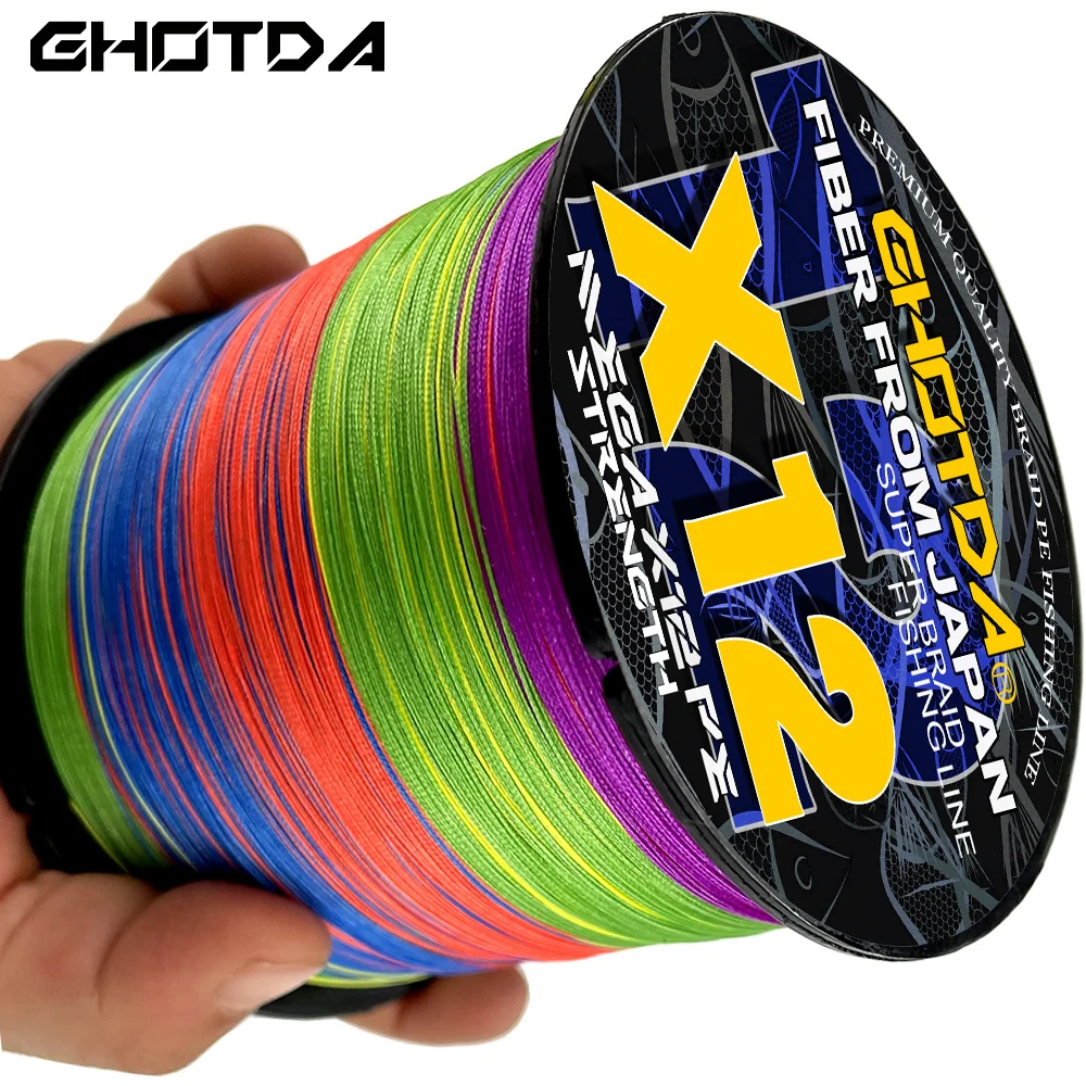 GHOTDA 12 Braided Fishing Line Length:500m/300m/100m Diameter:0.14mm-0.55mm,size:25-120lb Japan PE Braided Line Floating Line