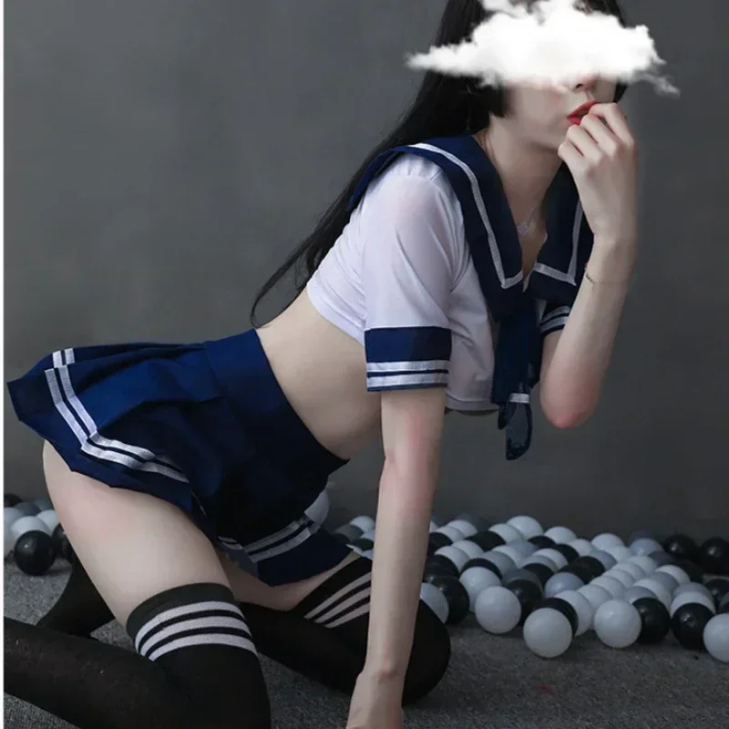 Women Sexy Cosplay Lingerie Student Uniform Anime School Girl Erotic Costume Dress Women Miniskirt Outfit Short Top Sex Clothes