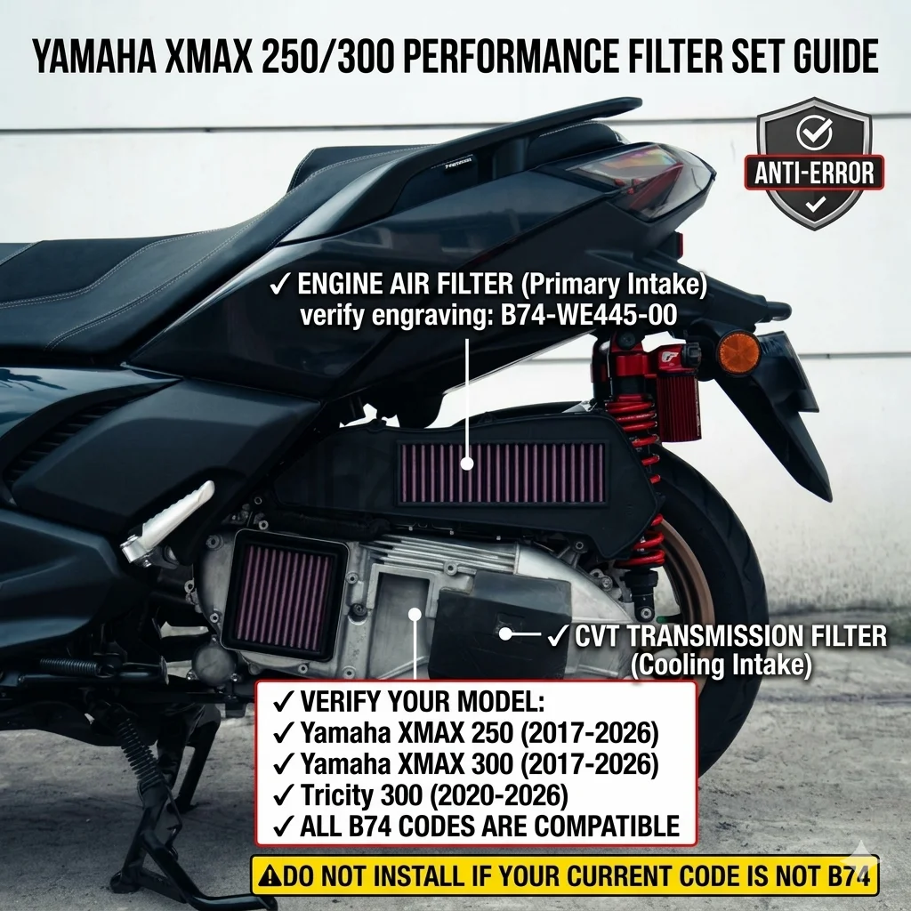Motorcycle Accessories Air Filter Element Washable High Flow Filter For YAMAHA XMAX250 300 2017-2021