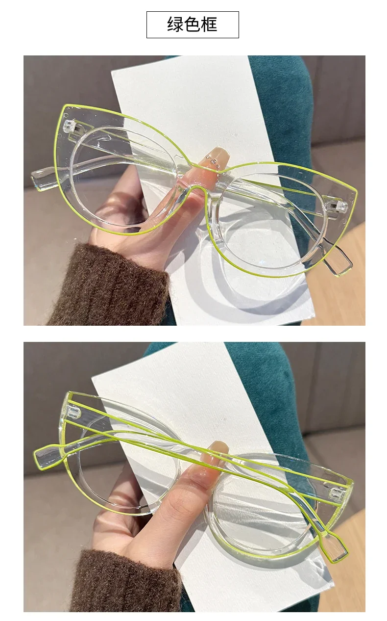 Modische Anti-Blaulicht-Katzenauge-Lesebrille mit großem Rahmen, ultraleichte High-Definition-Presbyopie-Brille mit transparentem Rahmen – Detail 11