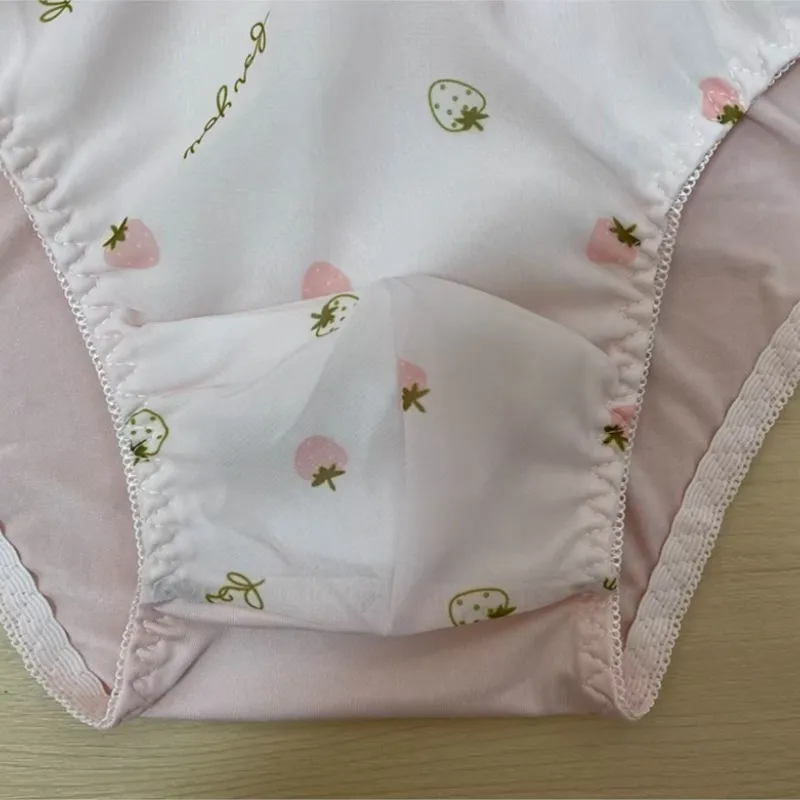 Japanese Cute Sweety Ruffle Panties Princess Style Ice Silk Breathable Sexy Men Underwear Comfortable Smooth BF Party Breifs