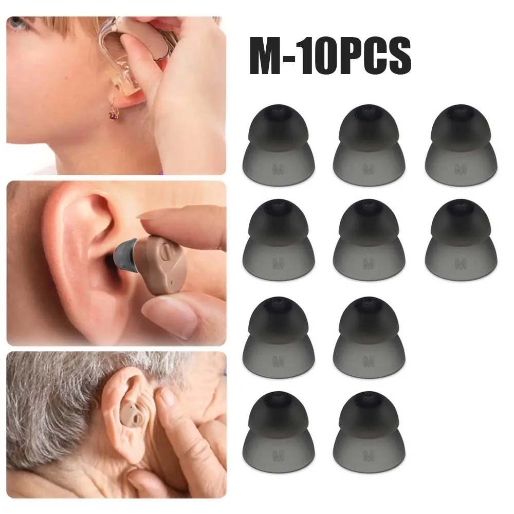 10Pcs/set Closed Fit Hearing Aid Domes Earplug Silicone Double Layer Anti Static Eartips Replacement Hearing Aid Accessory 10mm