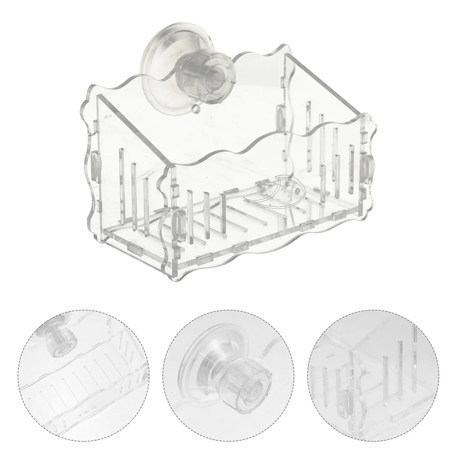 Aquarium Planting Cup High Clarity Acrylic Water Plant Holder for Fish Tank Suction Cup Mounted Sloped Opening for Better Light
