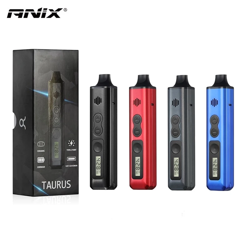 

Portable Dry Herb Vaporizer Anix Taurus, Ceramic Heating Chamber Type-C 1300mAh, Temperature Control Herbal Smoking Vape Pen Kit