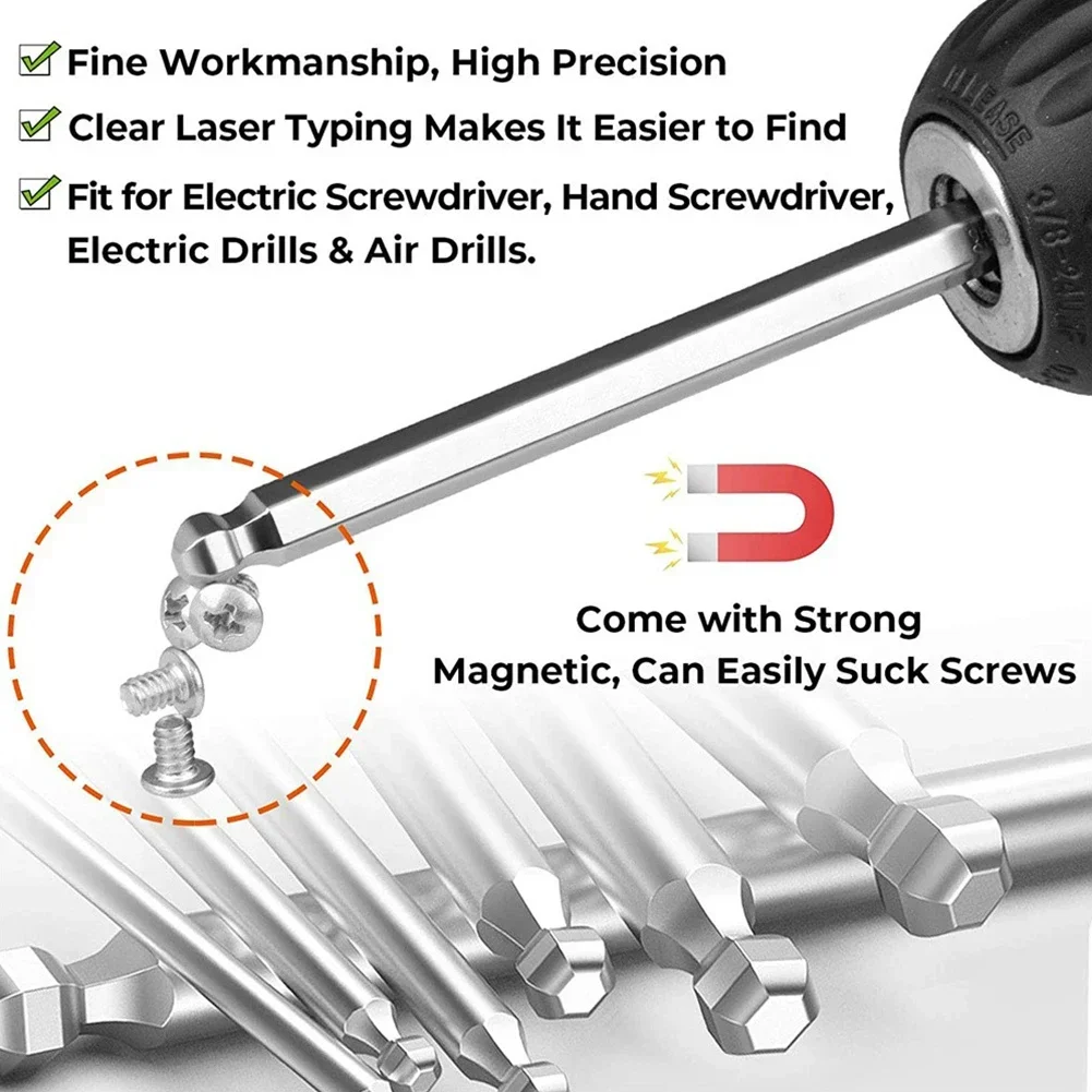 Imagem -04 - Long Ball End Hex Screwdriver Bit Cabeça de Lote Magnético Alta Dureza Liga de Aço Ferramentas Manuais H1.5-h10 75 mm 1pc