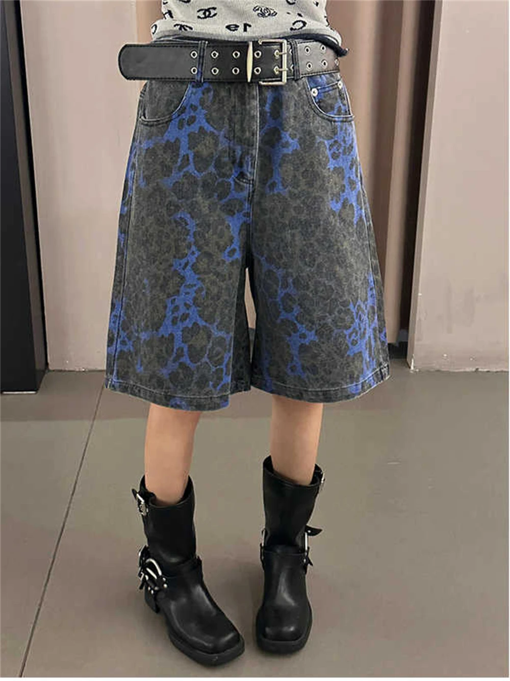 

Summer Women Dark Academia Abi Y2K 2000s Leopard Print Jorts Denim Shorts Japanese Harajuku Grunge Jean Pants Cyber Punk Tide