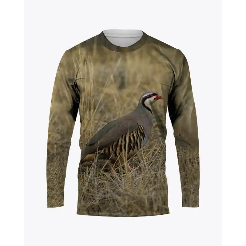 Camouflage Hunting Animals Quail Print Autumn New  Men's Long Sleeves T-shirt Casual Oversized Pullover Fashion Men Clothing