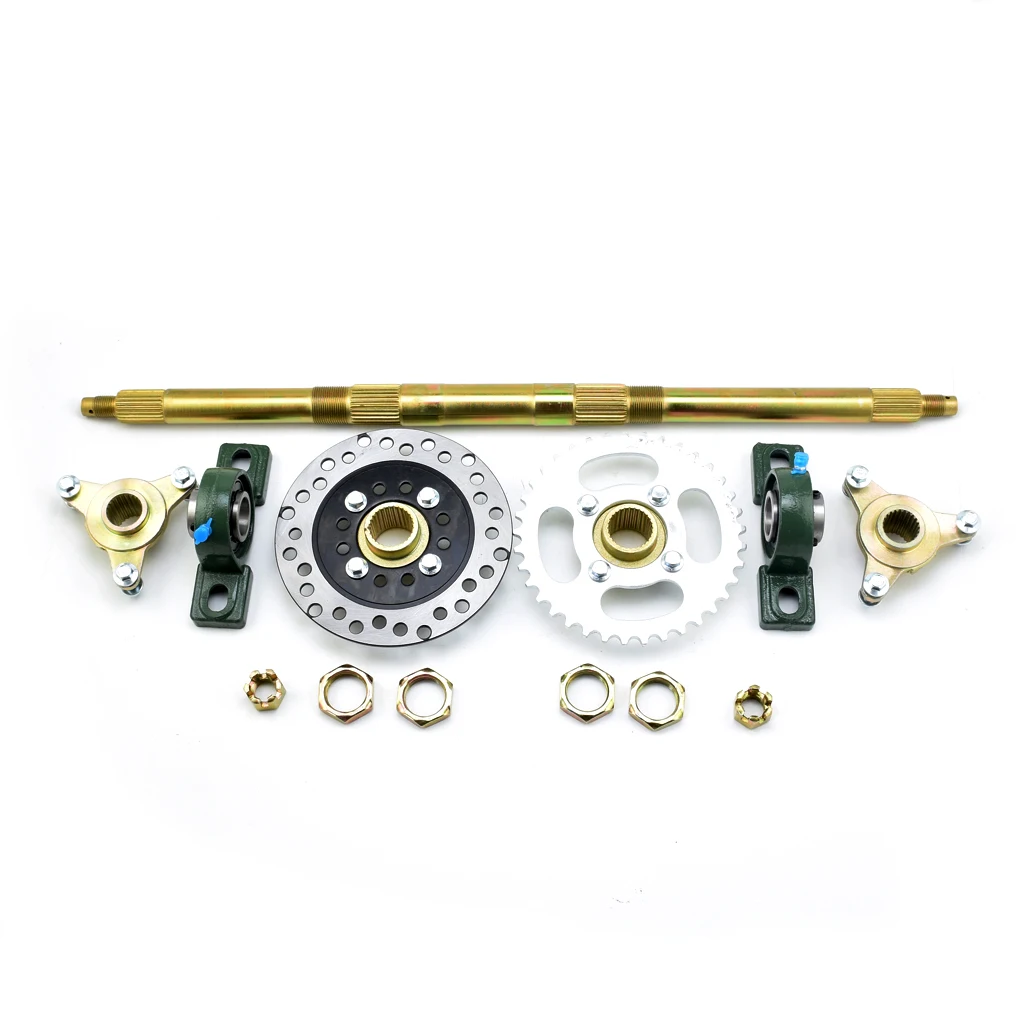 3 STUD ATV Go Karting 61CM 71CM 74CM Rear Axle Kit Assembly Complete Assembly with Loaded Hub Brake Disc Sprocket 428 37T