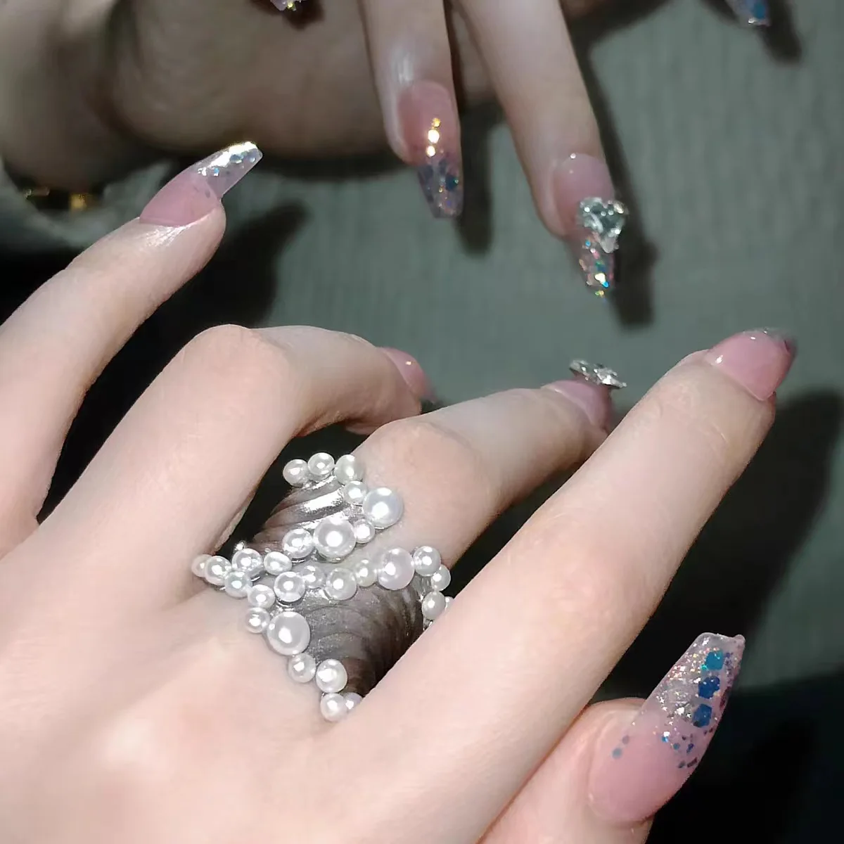 

Массивное открытое кольцо с жемчугом, широкая версия, индивидуальный дизайн, роскошное, элегантное, модное, высококачественное ювелирное украшение