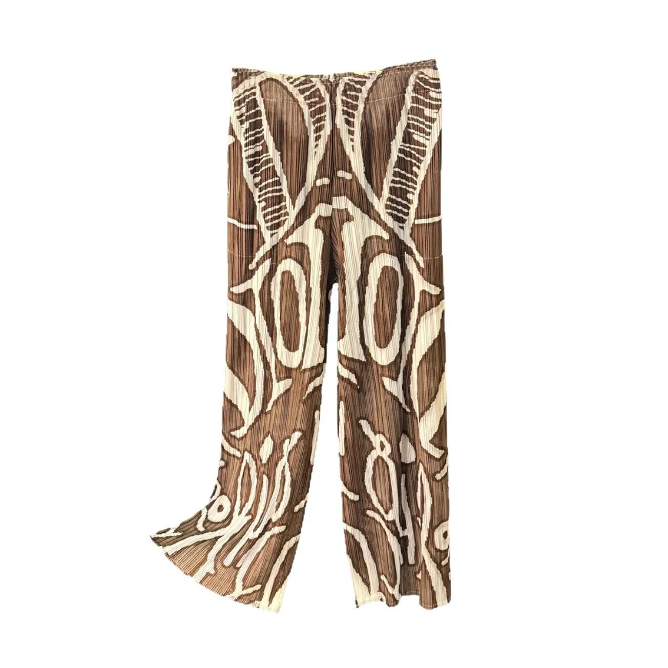 Miyake Folds 2025 New Trousers Women's Printed Loose Fashion Design High-waisted Straight Trousers Comfort Casual Trousers