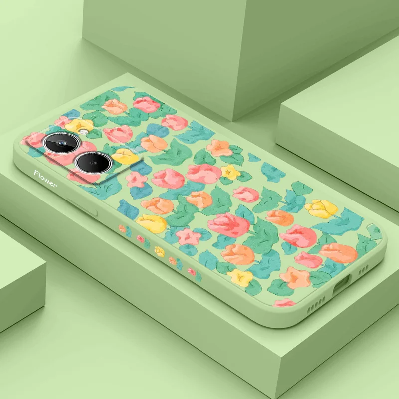 Scattered Flowers Phone Case For OPPO Realme 11 10 9 9i 8 8i 7 Pro Plus C35 C21Y C25Y C25 4G 5G Liquid Silicone Cover