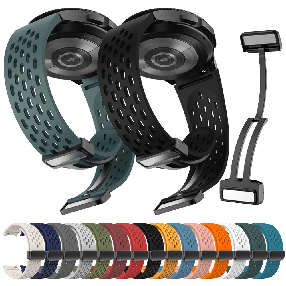 Atmungsaktives Silikonarmband für Samsung Galaxy Watch 6 5 Pro 40/44/45 mm Band Watch6 4 Classic 47/46 mm 43/42 mm Magnetschnallengürtel