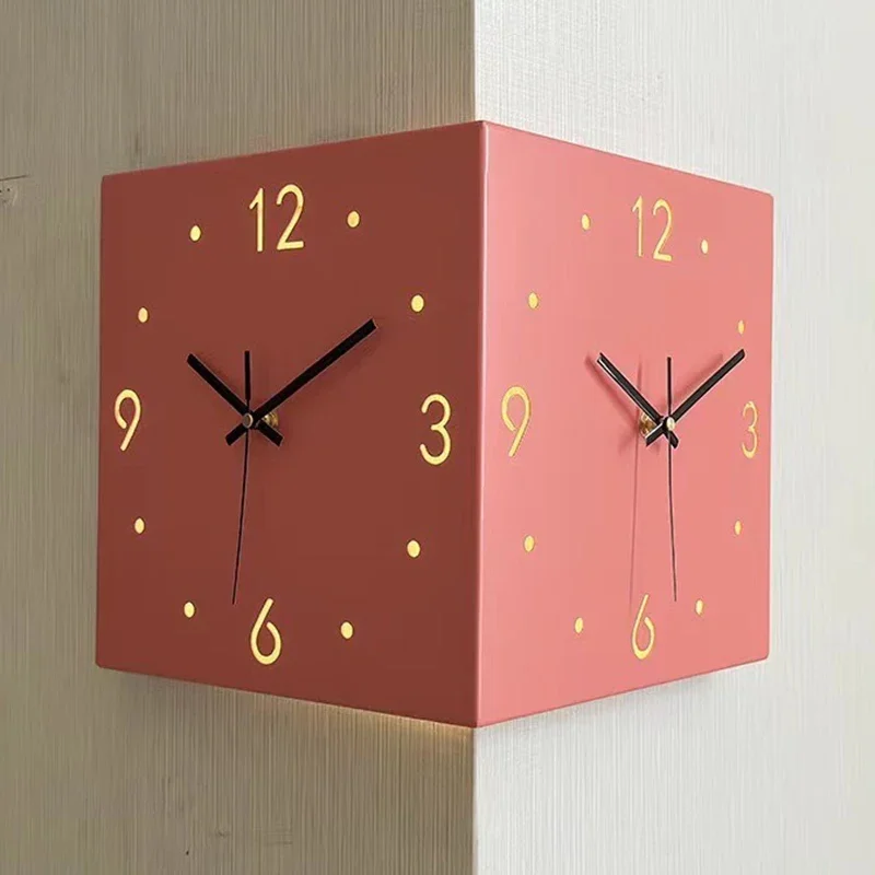 Rectangle Wall Clock Creative Living Room Clocks Minimalism Angle Clock Watch with Light Stylish Clock Aesthetic Home Decoration