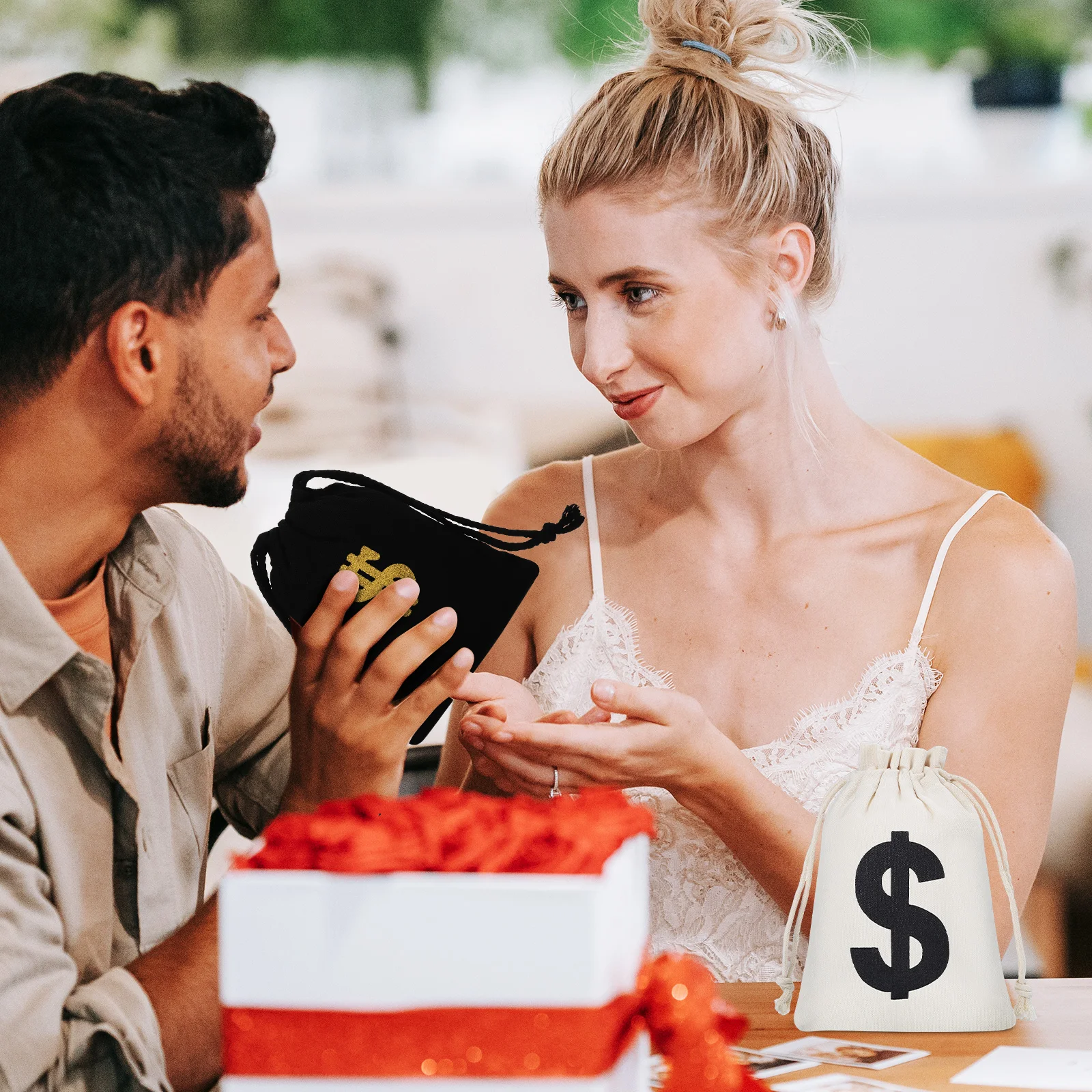 

8Pcs Drawstring Cotton Money Bags Money Bag Prop Party Favor Candy Gift Pouch Canvas Small Storage Coin Bag Gift Pouches