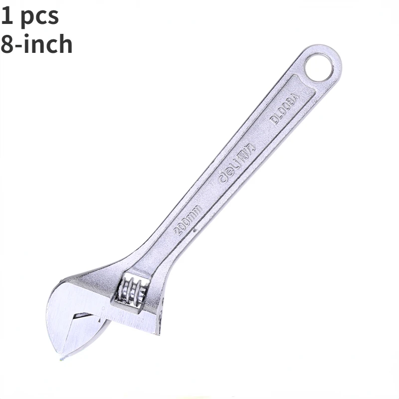 Deli 1 Pcs 6/8/10 Inch High Carbon Steel Adjustable Wrench Household Hand Tool Multifunction Electrician Portable Repair Wrench