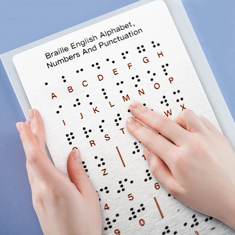 Braille Alphabet And Numbers Learning Tool - Durable Metal Tactile Bump Reading Floor-Mounted Eco-Friendly Lightweight