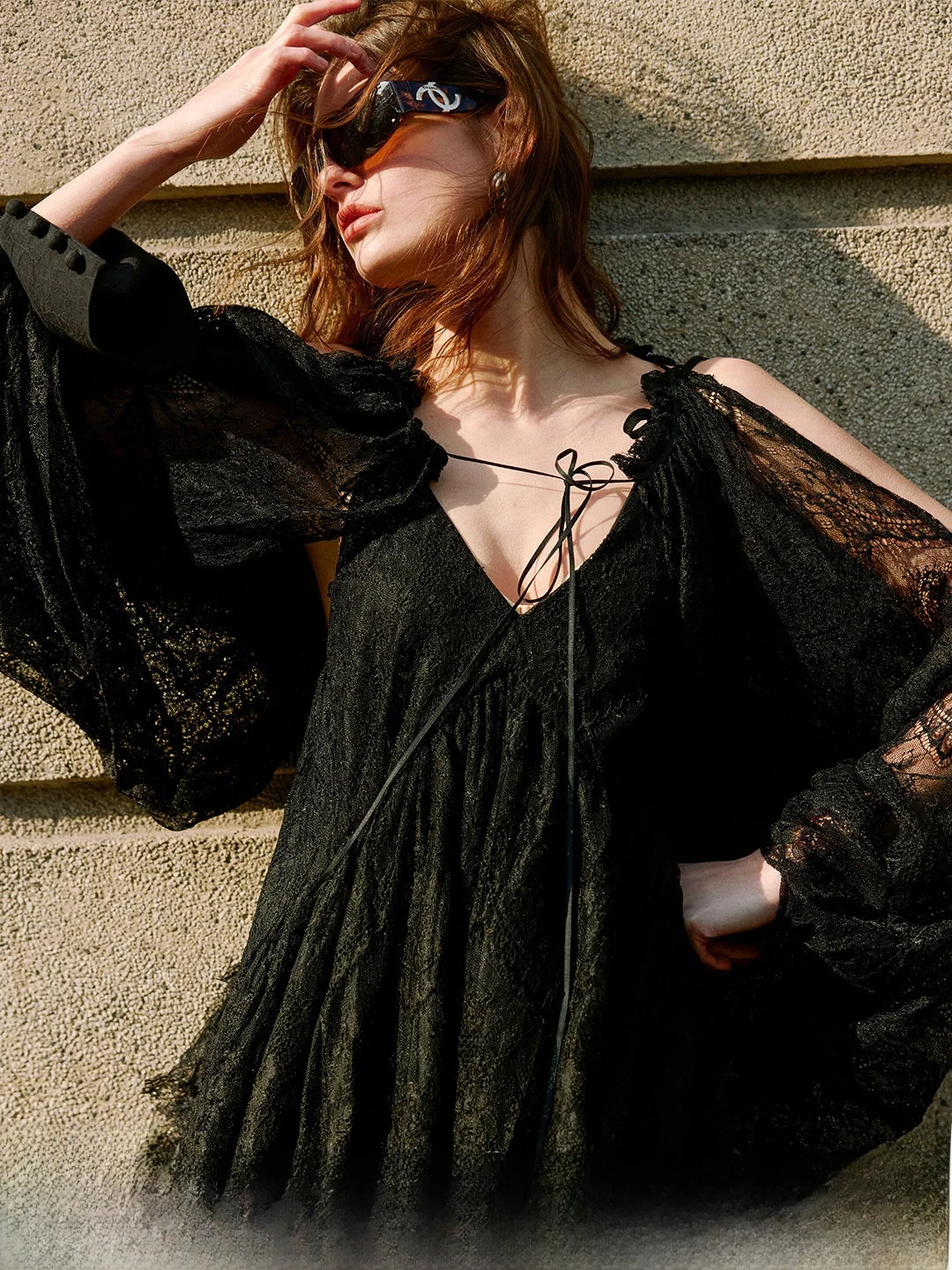 

Luna7xi Heavyweight Lace Atmosphere Set Women's Shoulder Bared Sun Protection Shawl Strap Dress Two Piece Set Fashionable Com...