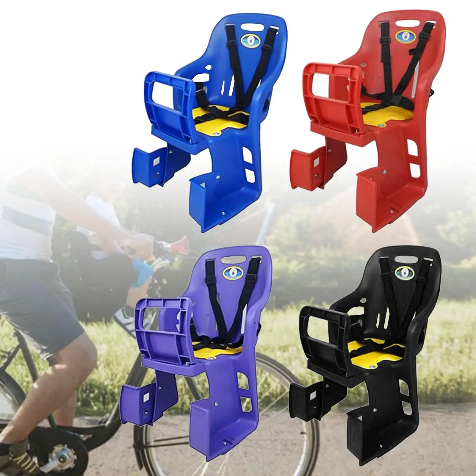 Kids Bike Seat with Handrail Children Bicycle Back Seat Child Bicycle Rear Seat Bike Child Carrier for Most Bicycle Rear Frames