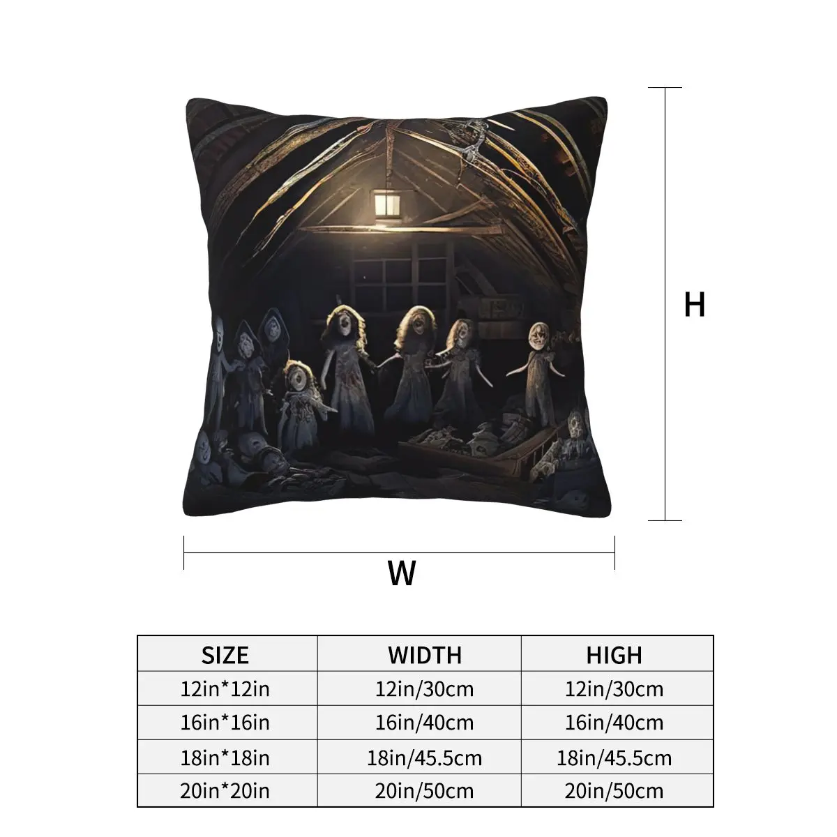 Haunted Attic With Possessed Creepy Dolls Square Pillowcase Cushion Cover Pillow Case Throw Pillow Cover Home Sofa Living Room