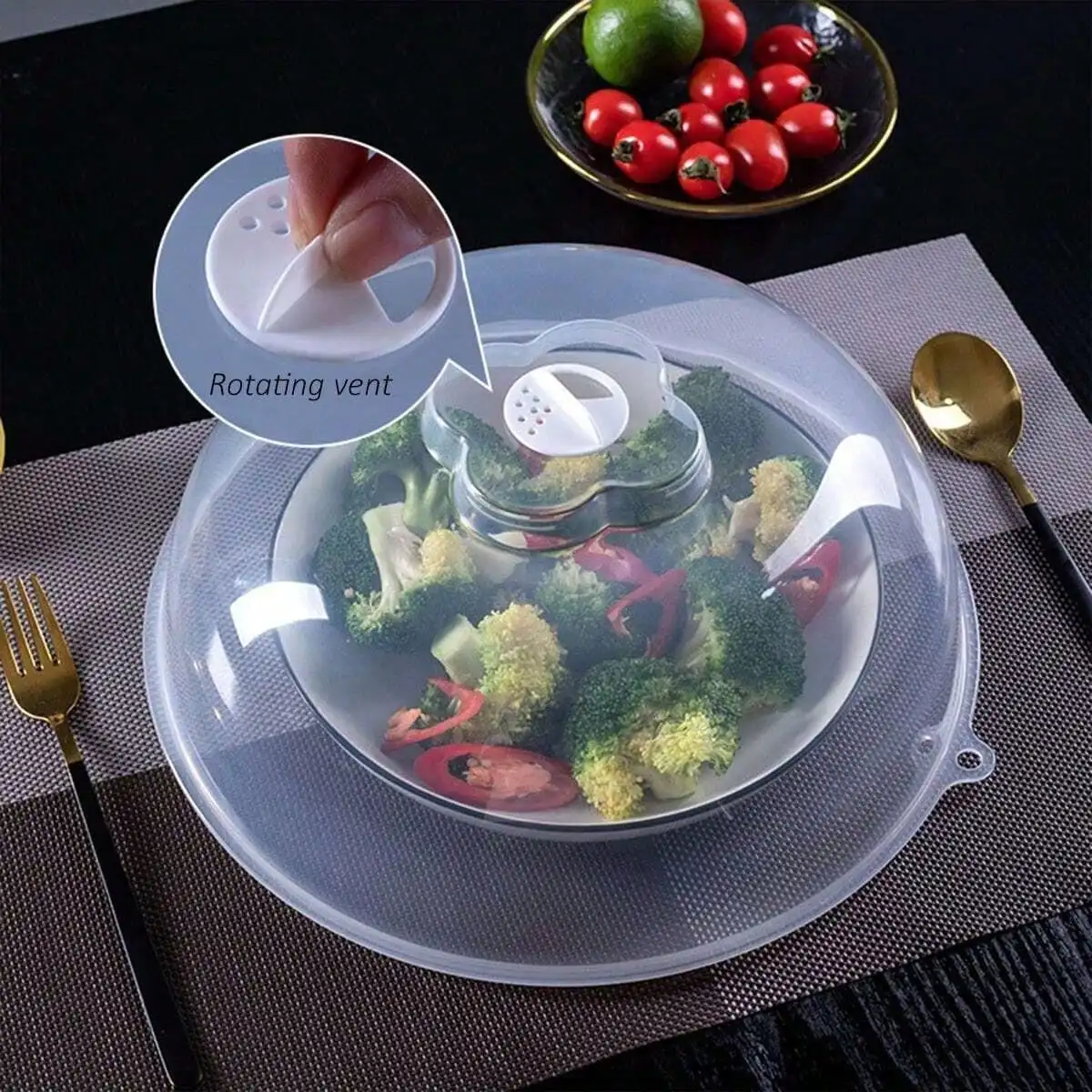 1pc Plastic Fresh-Keeping Cover, Microwave Heating Cover, Transparent Insect-Proof Kitchen Protection Lid