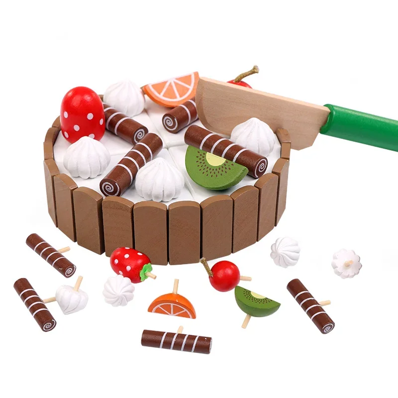 Cuisine pour enfants gâteau d'anniversaire semblant en bois magnétique chocolat Mousse jeu de coupe jouets éducatifs pour enfant