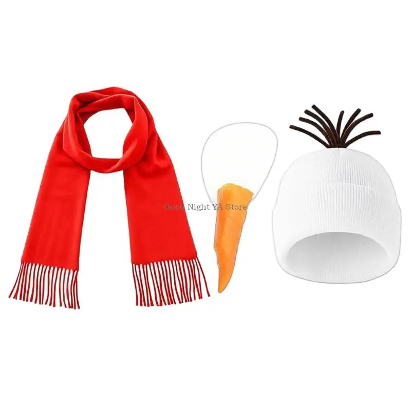 3pcs Comfortable Polyester Snowman Costume Bundle for Seasonal Fun and Event