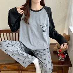 Sanrio Hello Kitty autumn pure cotton new long-sleeved trousers casual loose women's pajamas two-piece loungewear cartoon set